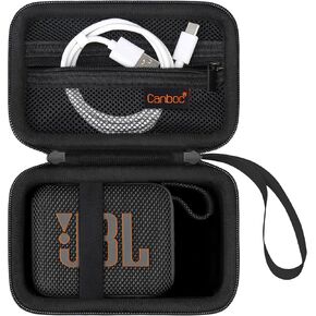 Canboc Carrying Case Compatible with JBL Go 4 Portable Bluetooth Speaker, Zipper Mesh Pocket fits USB Cable, Black (Case Only)
