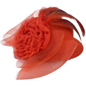 Expo International Scarlett Fascinator Mini Top Hat Hair Accessory, Red