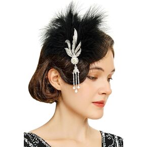 BABEYOND Peacock Feather Hair Clip Peacock Fascinator with Rhinestones Roaring 20s Peacock Flapper Fascinator 1920s Peacock Hair Accessories (Style 3)