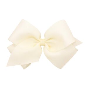 Wee Ones Girls' Grosgrain Hair Bows with Organza Overlay on a WeeStay Clip, King, Off White