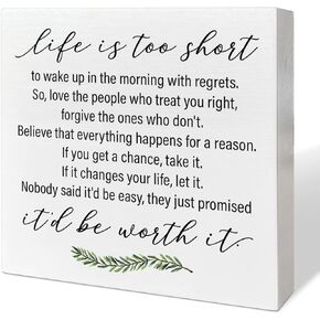 Home Office Desk Wooden Box Sign Decor, See Good in All Things, Inspirational Quotes Desk Decor Motivational Desk Decorations for Women Men Student Office Classroom School