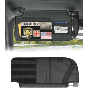 منظم لوحة واقي الشمس للسائق من ISSYAUTO متوافق مع F150 F250 F350 2015-2023، منظم حاجب السيارة مولي التكتيكي، حامل النظارات الشمسية وحقيبة تخزين الأدوات (جانب السائق) in Kuwait