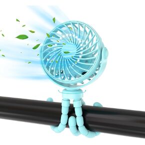 Stroller Fan, 3-Speed 360°Rotate Mini Portable Fan, Rechargeable Battery Powered Fan, Handheld Fan with Flexible Tripod, Mini Personal Fan For Car Seat Crib Treadmill Travel (Black)
