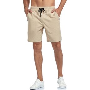 Men's Athletic Running Shorts Quick Dry Workout Shorts 8" Lightweight Sports Gym Shorts with Zipper Pockets