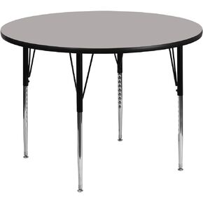 Flash Furniture 42'' Round Grey HP Laminate Activity Table - Standard Height Adjustable Legs