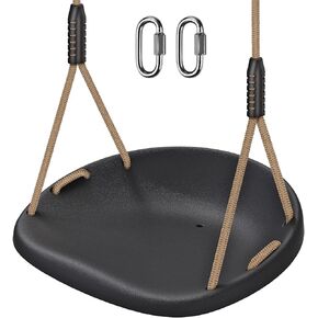 SELEWARE Heavy Duty Swing Seat for Adults Kids Tree Swing with Weather Proof Ropes Swing Set Accessories for Backyard Patio Garden Playground, Height Adjustable Black