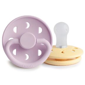 Frigg Moon SilkySoft Silicone Baby Pacifier | Made in Denmark | BPA-Free (Pale Daffodil/Soft Lilac, 0-6 Months)