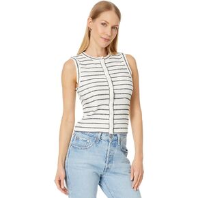 Madewell Women's Split-Crewneck Cardigan Tank in Stripe