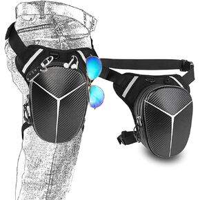 Hard Shell Drop Leg Bag Motorcycle Waist Pack for Men Women,3 Functions Crossbody Bag Satchel Waterproof for Cycling Bike Bag Black