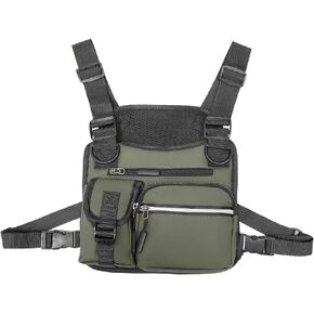 حقيبة صدر للرجال من Ousawig، حقيبة صدر خفيفة الوزن، حقيبة صدر للجري، حامل هاتف، حقائب عاكسة للأدوات، حقائب الصدر للركض والمشي والمشي لمسافات طويلة (أخضر) in Kuwait