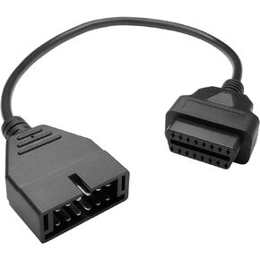 OBD1 Scanner, OBD1 to OBD2 GM Adapter, OBD 1 Scanner Cable Code Reader OBD1 12 Pins to OBD2 OBD II 16 Pins Socket Scan Diagnostic Extension Tool Cable Connector Replacement for GM Popular