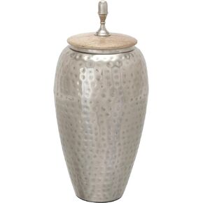 Benzara 37530 Amazing Metal Wood Jar, 8" W x 12" H