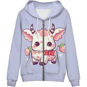 Cute Jacket Women Zip Up Hoodie XS-5XL Fashion Hoodies & Sweatshirts Teens Hooded Pullover Tops