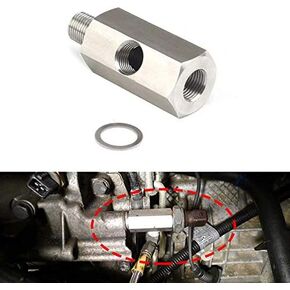 Stainless Steel Hydraulic Oil Pressure Sensor Tee 1/8 NPT Female to 1/8 NPT Male with 1/8 NPT Gauge Port Adapter Turbo Supply Feed Line Gauge T