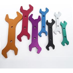 -3 AN to -20 AN Spanner Tool Set Aluminum Double Hose End Fitting Wrench Kit, Set of 7