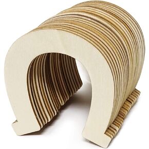 Honbay 24PCS Horseshoe Shaped Blank Unfinished Wood Discs Slices for DIY Crafts