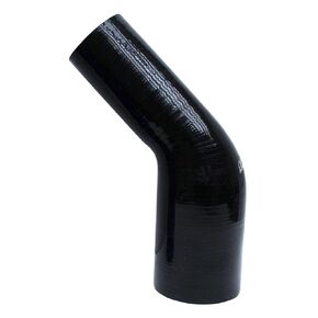 HPS 1.25" - 1.5" ID, Silicone 45 Degree Elbow Reducer Coupler Hose, High Temp 4-Ply Reinforced, Leg Length on Each Side: 4-1/2", 75 Psi Max. Pressure, SER-8862-BLK, Silicone, Black