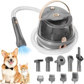 مجموعة مكنسة شعر الكلاب والعناية بها، شفط الرياح الساخنة بنسبة 99.99% من شعر الحيوانات الأليفة قطعة واحدة بالشفط الدافئ، 8 أدوات للعناية بالشعر، مكنسة كهربائية سعة 2.5 لتر، كوب غبار كبير للمنزل، ماكينة تهذيب شعر الحيوانات الأليفة بالمكنسة الكهربائية in Kuwait