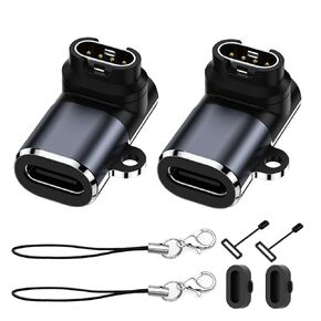 Type C Adapter for Garmin Watch Charger Connector, 2 Pack USB Type C Female to Garmin Watch Charger Compatible with Garmin Fenix 7/7S/7X/6/6X/6S Forerunner 965/955/255 Series and More