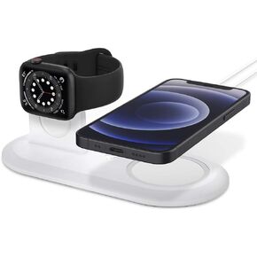Spigen Mag Fit Duo Designed for MagSafe Charger Stand for iPhone 15, iPhone 14, iPhone 13, iPhone 12 Models/Apple Watch Stand for All Series/Airpods MagSafe Charging Pad Case - Black