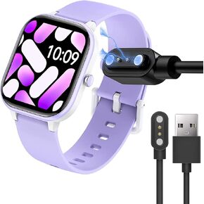 Compatible with HENGTO Kids Smart Watch Charger, 2 Pin Magnetic USB Replacement Charging Compatible with HENGTO H39 PLUS/HENGTO H69/Mgaolo H91/Slothcloud H99 PLUS Kids Smart Watch (2 pack-Black+Black)