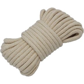Soft 8mm Natural Cotton Rope, 5m/16ft Cotton Cord Cored Braided Rope Thick Multipurpose for Sewing Bundling Arts Crafts DIY Decoration - Raw White (16ft)