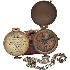 WOANIN Engraved Compass, Gift for Husband, Anniversary, Wedding Gift for Him, Long Distance Boyfriend Gift, Fiance Gift I Miss You Long Distance Relationship Gift, Boyfriend Gift