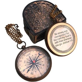 Be Strong Brass Compass for Confirmation Gifts, Religious Gifts for Men - God My Lord Guide Me Compass, Uplifting Heavenly Baptism Gift, Birthday Gifts, Graduation Gifts, Personalized Compass
