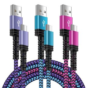 Samsung S24 Ultra Fast Charger Type C Cable 10FT 3-Pack Android USB C Car Charging Cord for Samsung Galaxy A15 5G/A55/A54/S23 FE/A14/A23/A53/A13/A03S/Z Fold5/S21/S22,iPhone 15 Pro Max Plus,Pixel 8 7 6