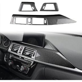 for BMW Dashboard Panel Air Outlet Cover, ABS Carbon Fiber Style Car Center Console Front Dash Board Air Vent Cover Compatible with BMW F30 F31 F32 F33 F34 F36, Black