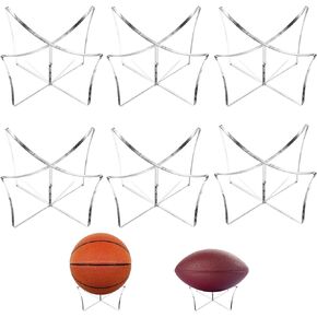 6pcs Acrylic Ball Stand Holder: Display Stand for Basketball Soccer Volleyball Trophy Autograph Memorabilia Storage Rack