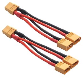 Share Goo 2PCS 14AWG XT60 Parallel Battery Connector 2-Male to 1-Female XT-60 Cable Dual Extension Y Splitter Harness Adapter for RC Multicopter Quadcopter Aircraft,3.93"