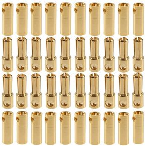 20 Pairs Gold-Plated 5MM 5.0MM Banana Plug Bullet Male Female Connector Adapter for RC Lipo Battery ESC Motors (5.0MM)