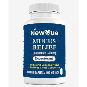 Mucus Relief Guaifenesin 400 mg مقشع سريع المفعول، رقيق ويخفف المخاط والسعال والبرد والأنفلونزا أقارنه بالمكونات النشطة Mucinex (صغير، عدد 300) in Kuwait