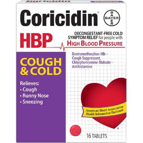 Coricidin HBP Cough & Cold Tablets - 16 Tablets, Pack of 3