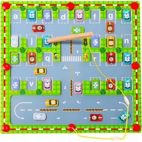 Magnetic Alphabet Maze Board - Magnetic Color Maze for Kids Age 3-5,Magnetic Car Maze Board for Toddlers 2-4 Montessori Fine Motor Skills for Preschool Learning Activities Travel Toys