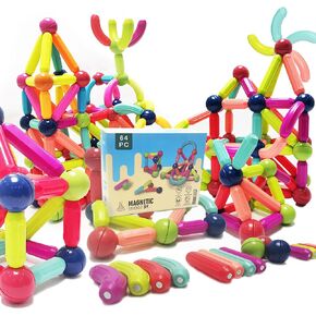 Magnet Toys – 64 PCS Magnetic Sticks and Balls Building Set for 3+ Year Old Kids – STEM Toys for Montessori Education of Boys and Girls – to Create, Construct and Innovate