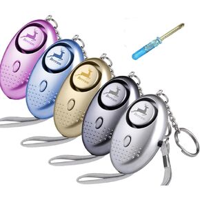 5 Pack 150 DB Emergency Personal Alarm Self-Defense Security Alarm Keychain with Bright LED Light Perfect for Women,Kids and Elders, 5 Colors