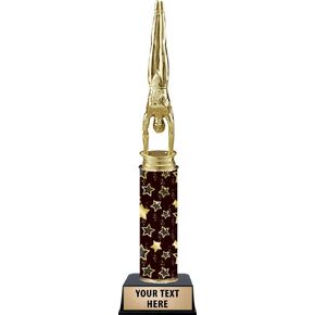 Personalized Black Starlite Gymnastics Trophy, 11" Male Gymnast Handstand Trophy Award, Customize Now Prime