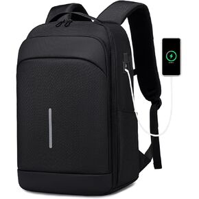 Business Backpack for Men, 15.6 Inch Laptop Backpack with USB Port, Water Resistant Travel Carry on Flight Approved Computer Backpack, Black Mens Laptop Bag for Work/College