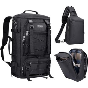 WITZMAN Travel Backpack for Men Large Carry on Backpack Convertible 3 in 1 Bags with Shoe Compartment Fit 17 Inch Laptop Sling Bag Water-resistant Casual Daypack