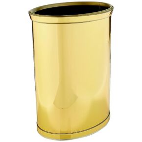 Kraftware Polished Brass Colored Mylar Designer 14" Oval Wastebasket for Home & Office