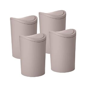 Superio Small Bathroom Trash Can with Lid, Modern White Mini Waste Bin with Swing Lid (1 1/2 Gallon, 6 Liter) Plastic Garbage Can for Kitchen, Bathroom, Bedroom, Office, Under Desk (2, Ecohome)