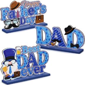 Capoda 3 Pieces Father's Day Table Centerpiece Happy Father's Day Wood Signs Father's Day Gnome Table Decorations Best Dad Ever Wood Tiered Tray Decor for Father's Birthday Party Gift Supplies in Saudi Arabia