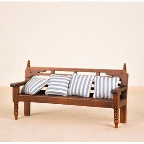 Dollhouse Miniature Doll Bench Couch Sofa with Cushions, 1:12 Dollhouse Miniature Furniture Sofa Wooden Recliner Chair Vintage Sofa, Vivid