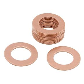 M12 Flat Washer Copper Sealing Ring, 12mm ID 20mm OD 1mm Thickness Metric Sealing Gasket, 10 Pcs