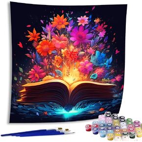 Diymood Paint by Numbers for Adults Book, DIY Oil Painting Flower Acrylic Paint by Number Kits for Kids Adults Beginner for Home Wall Decor 20x20 inch