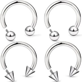 16G 14G 12G G23 Titanium Septum Rings Implant Grade Septum Piercings Horseshoes Lip Eyebrow Nose Ring Medical Cartilage Tragus Helix Rook Hoop Earring Piercing Jewelry for Women Men 8mm 10mm