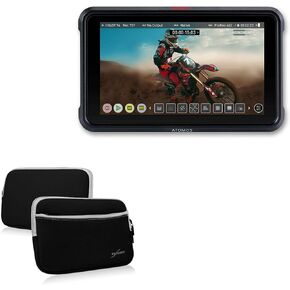 BoxWave Case Compatible with Atomos Ninja V - SoftSuit with Pocket, Soft Pouch Neoprene Cover Sleeve Zipper Pocket - Jet Black