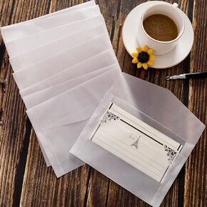 30Pack White A7 Envelopes Invitation Envelopes Glassine Paper Envelopes 5x7 Invitation Envelopes Vellum Envelopes Greeting Card Envelopes Mini Filing Envelopes for Party Birthday 5x7in Translucent